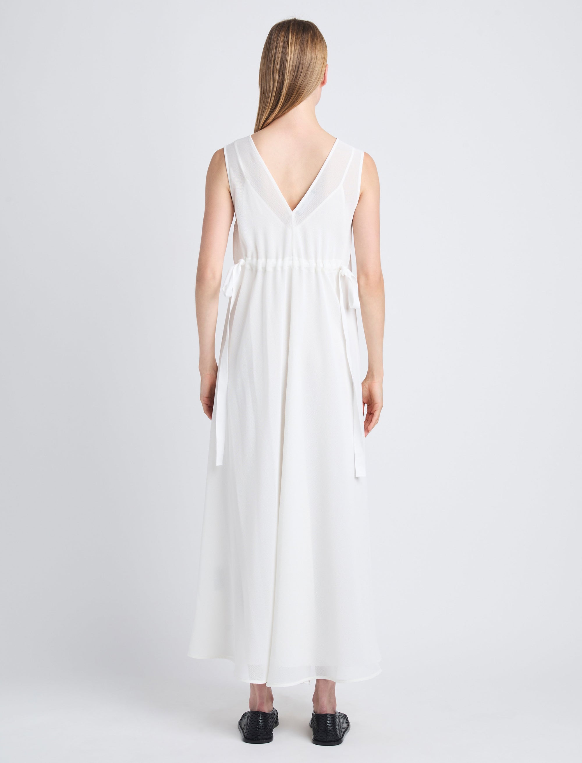 Robe longue Lorna à col V - Off White