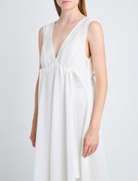 Robe longue Lorna à col V - Off White