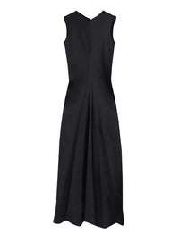 Robe midi Ella col V - Black