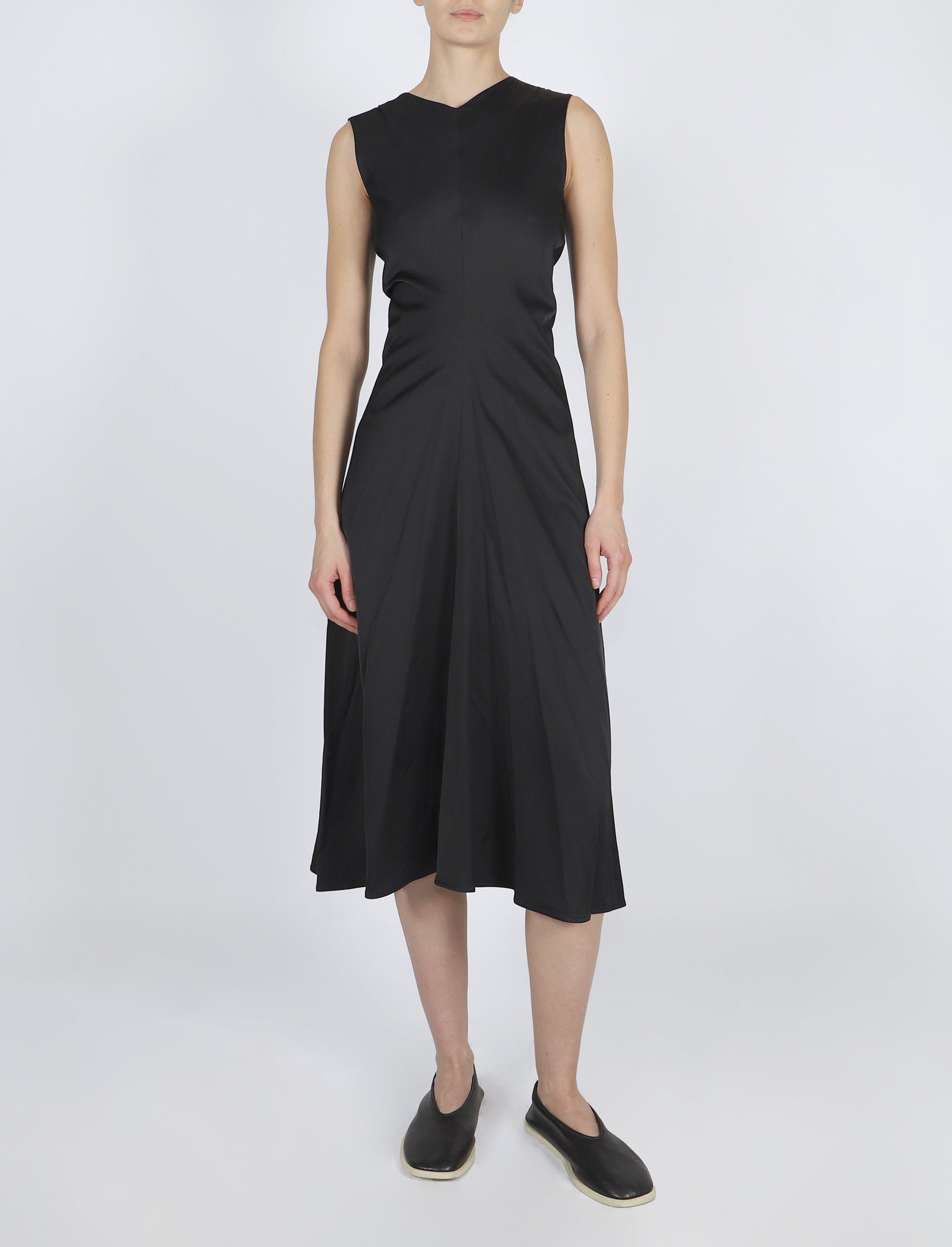 Robe midi Ella col V - Black