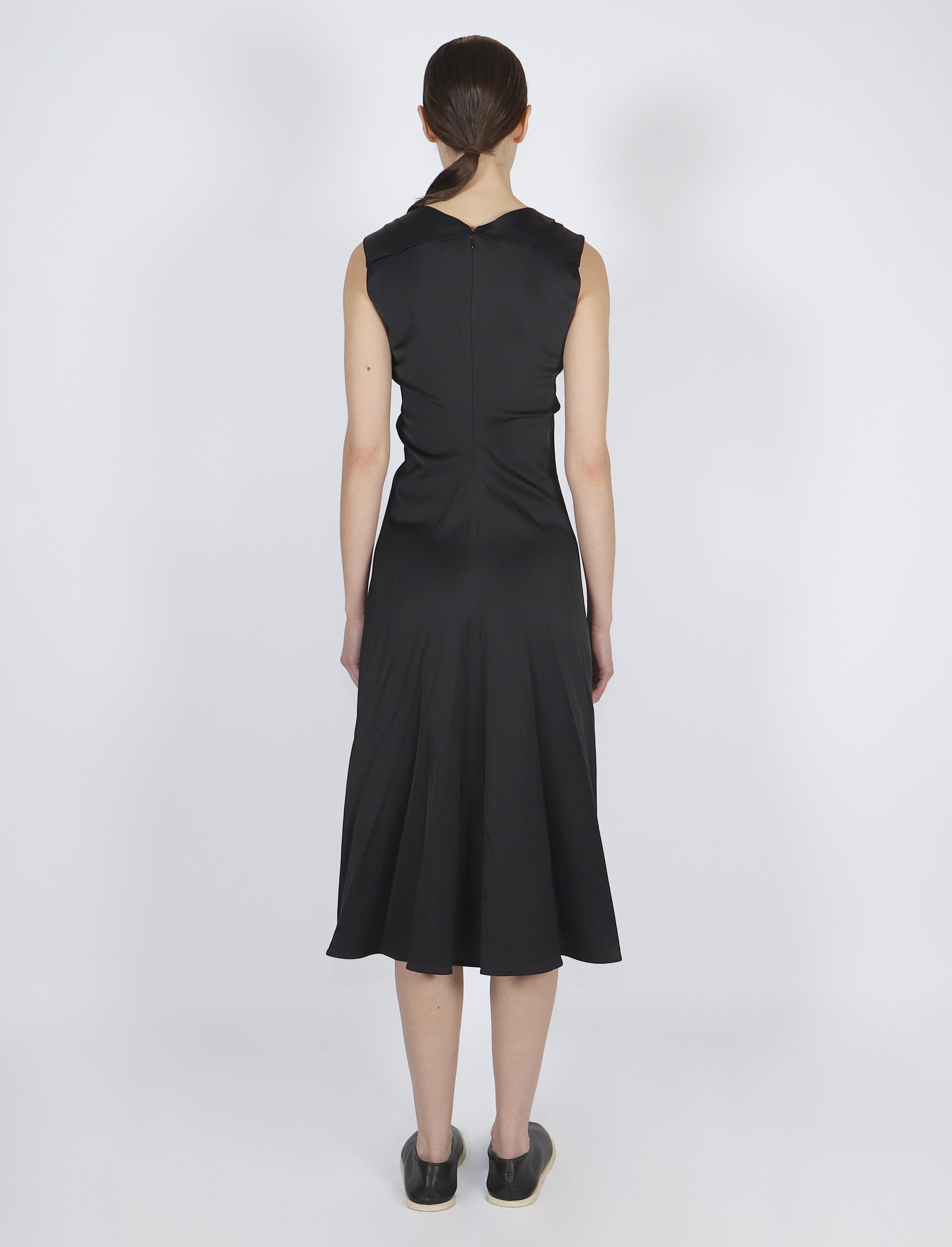 Robe midi Ella col V - Black