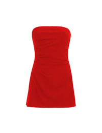 Top bustier à fronces - Red
