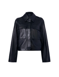 Veste courte à poches en cuir - Black