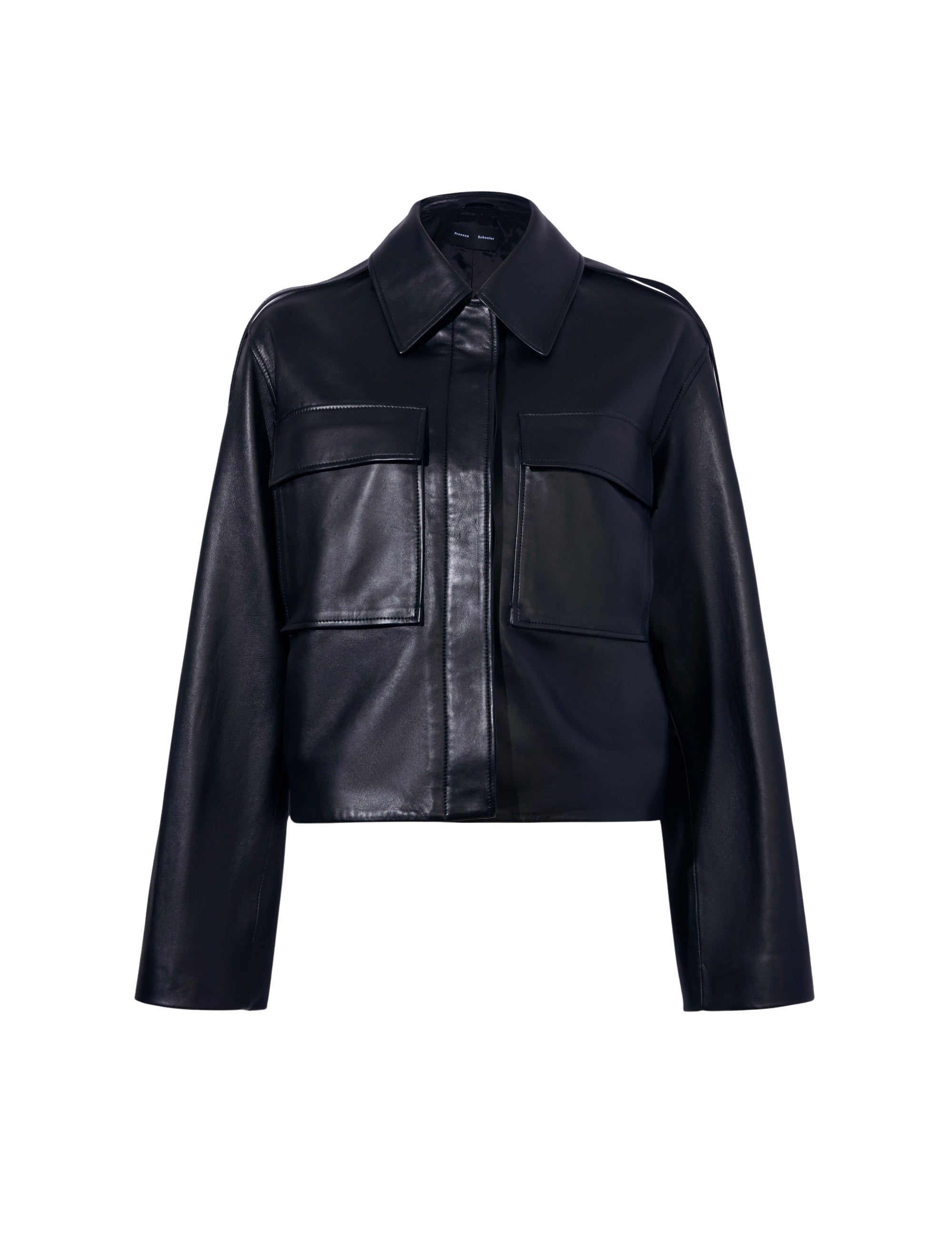 Veste courte à poches en cuir - Black