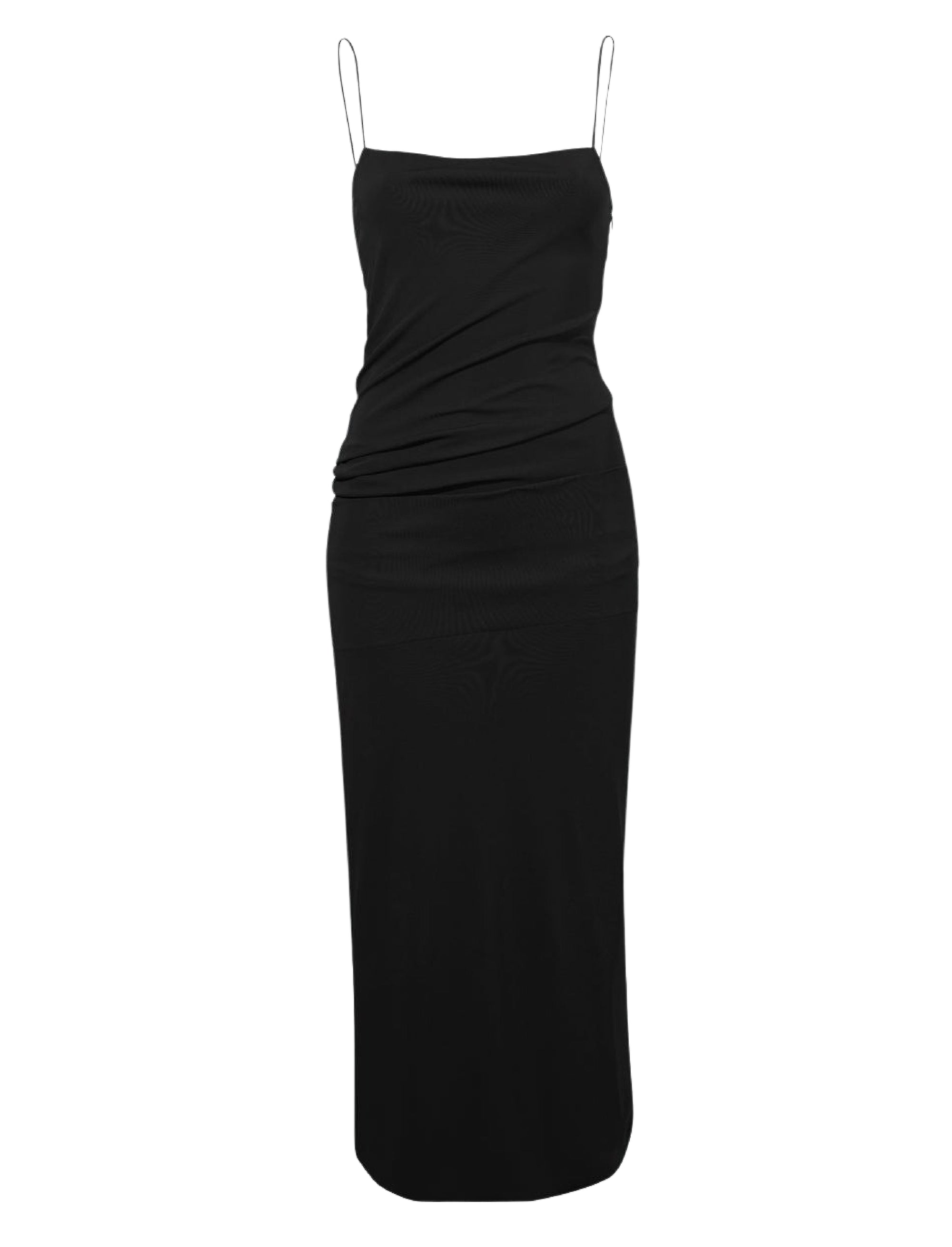 Robe froncée à bretelles fines - Black