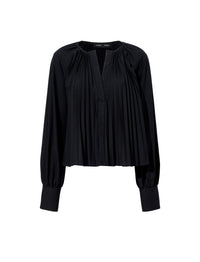 Blouse à manches longues plissée - Black