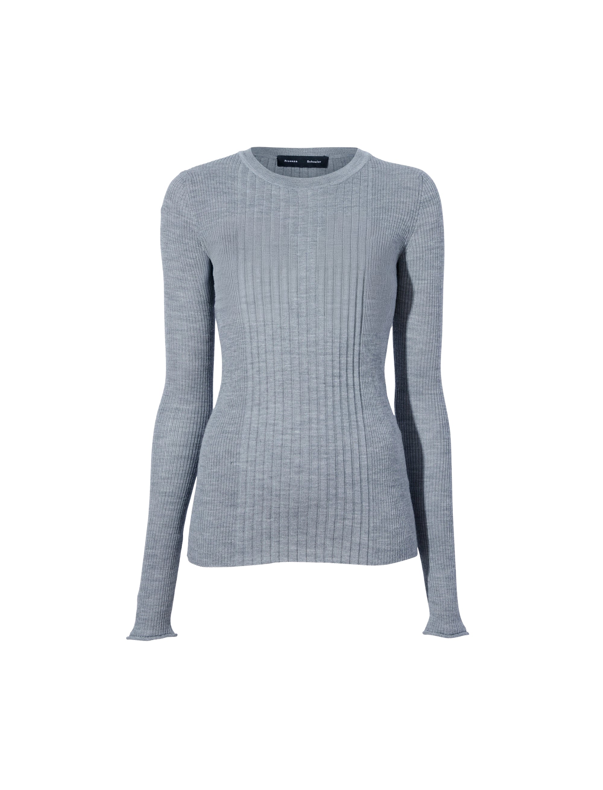 Pull tricoté en laine et soie - Light Grey Melange