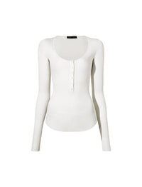 Pull tricoté et boutonné - Ivory