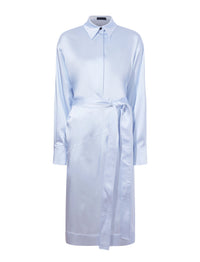 Robe chemise Andy en satin - Baby Blue