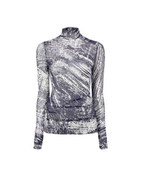 T-shirt à manches longues imprimé en tulle - Concrete