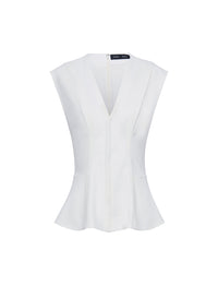 Top sans manches à col V - White