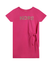 Robe à manches courtes en coton - Fuxia