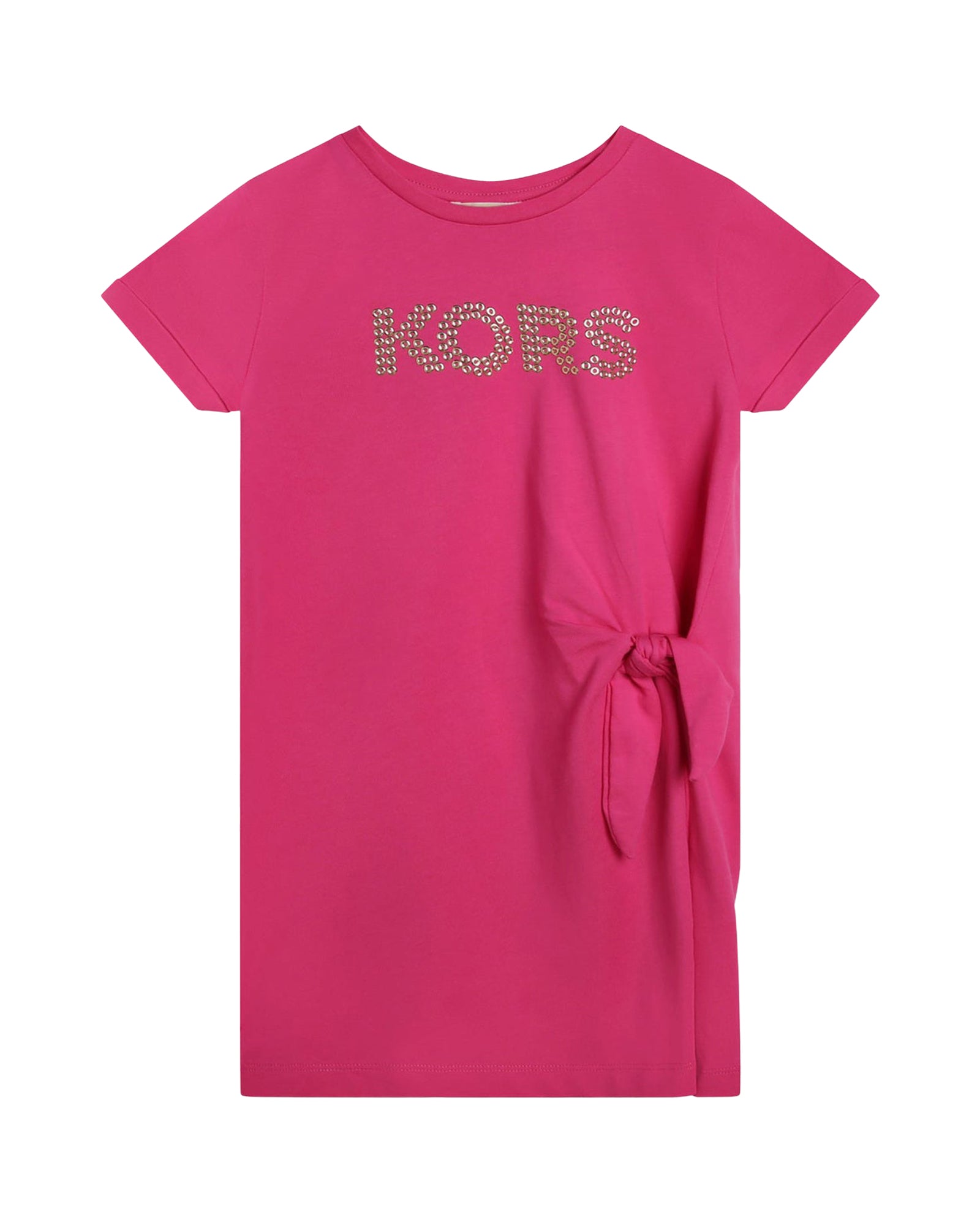Short-sleeved cotton dress - Fuxia