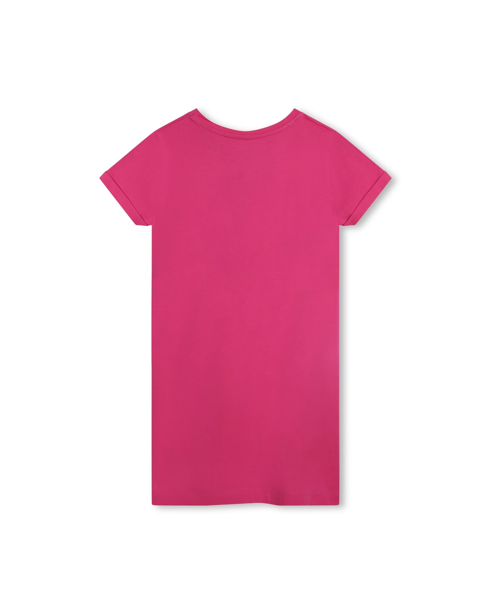 Short-sleeved cotton dress - Fuxia