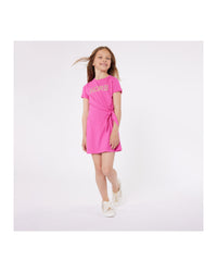 Short-sleeved cotton dress - Fuxia