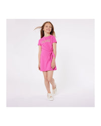 Robe à manches courtes en coton - Fuxia