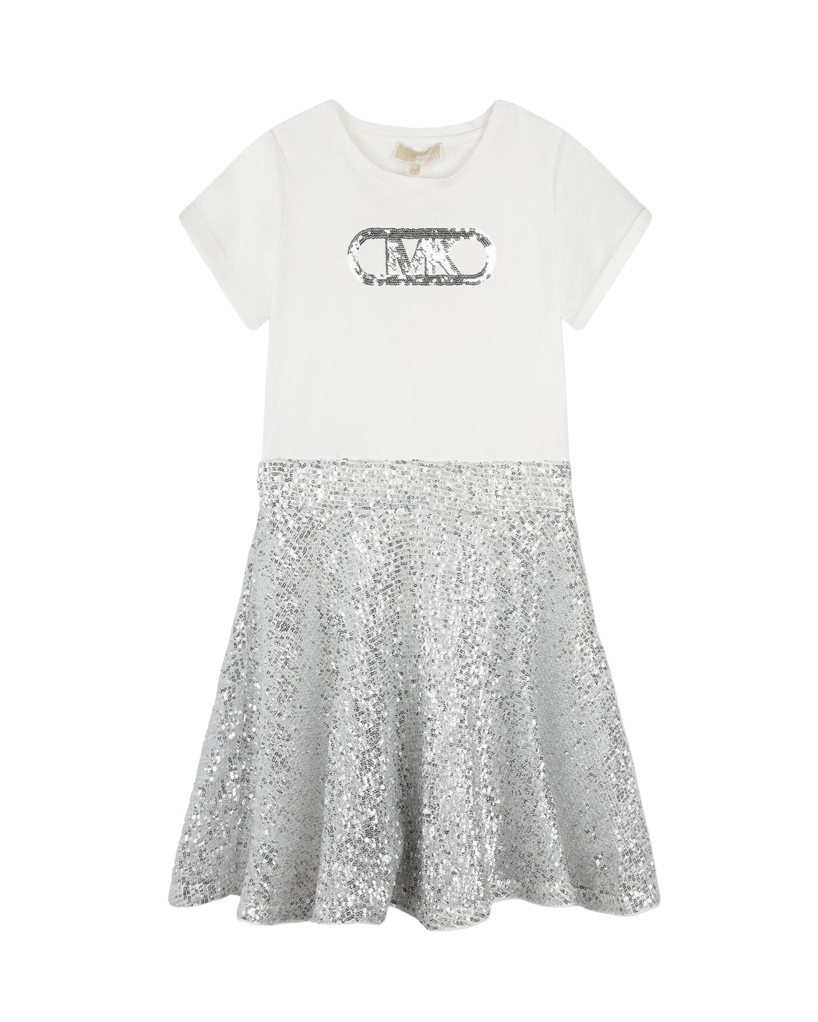 Two-material dress with sequins - Silver
