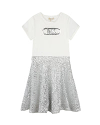 Robe bi matière avec sequins - Silver