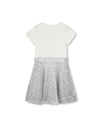 Two-material dress with sequins - Silver