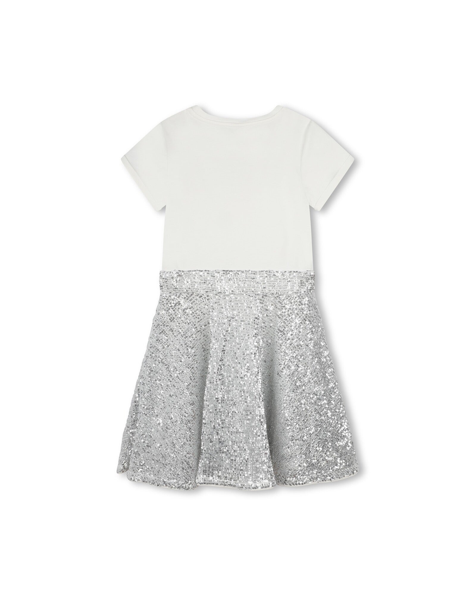 Two-material dress with sequins - Silver