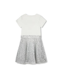 Robe bi matière avec sequins - Silver