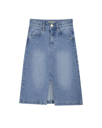 Jupe longue avec logo en denim - Denim Blue