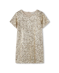 Robe à manches courtes avec sequins - Doré Clair