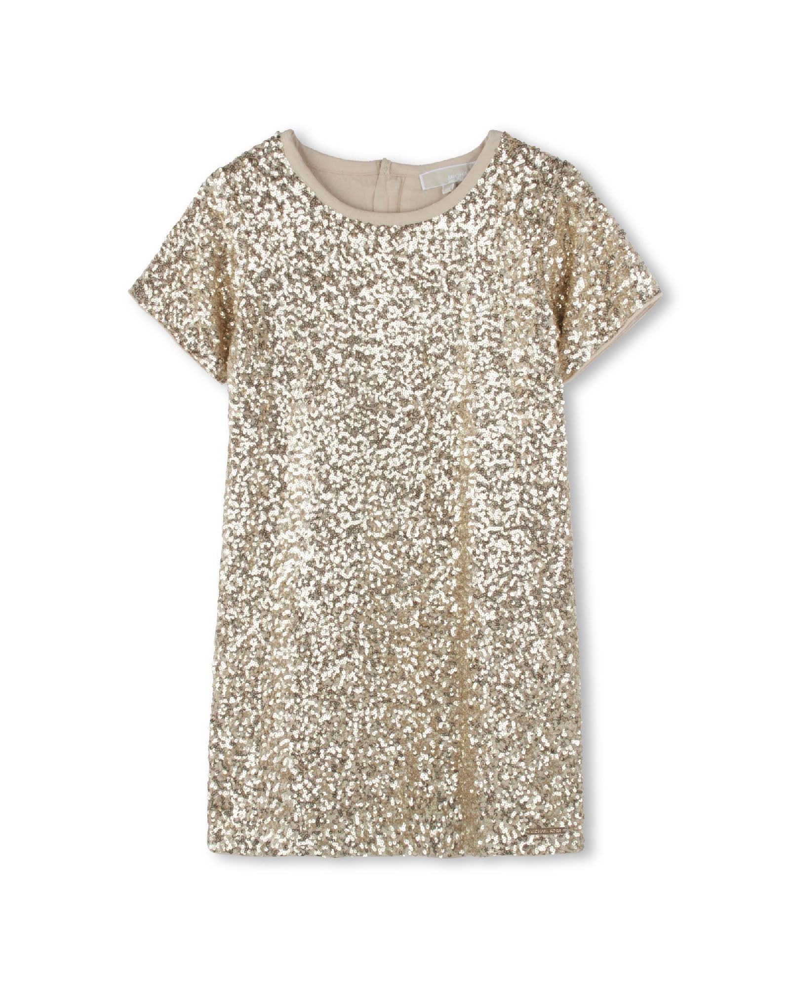 Robe à manches courtes avec sequins - Doré Clair
