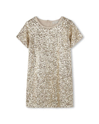 Robe à manches courtes avec sequins - Doré Clair