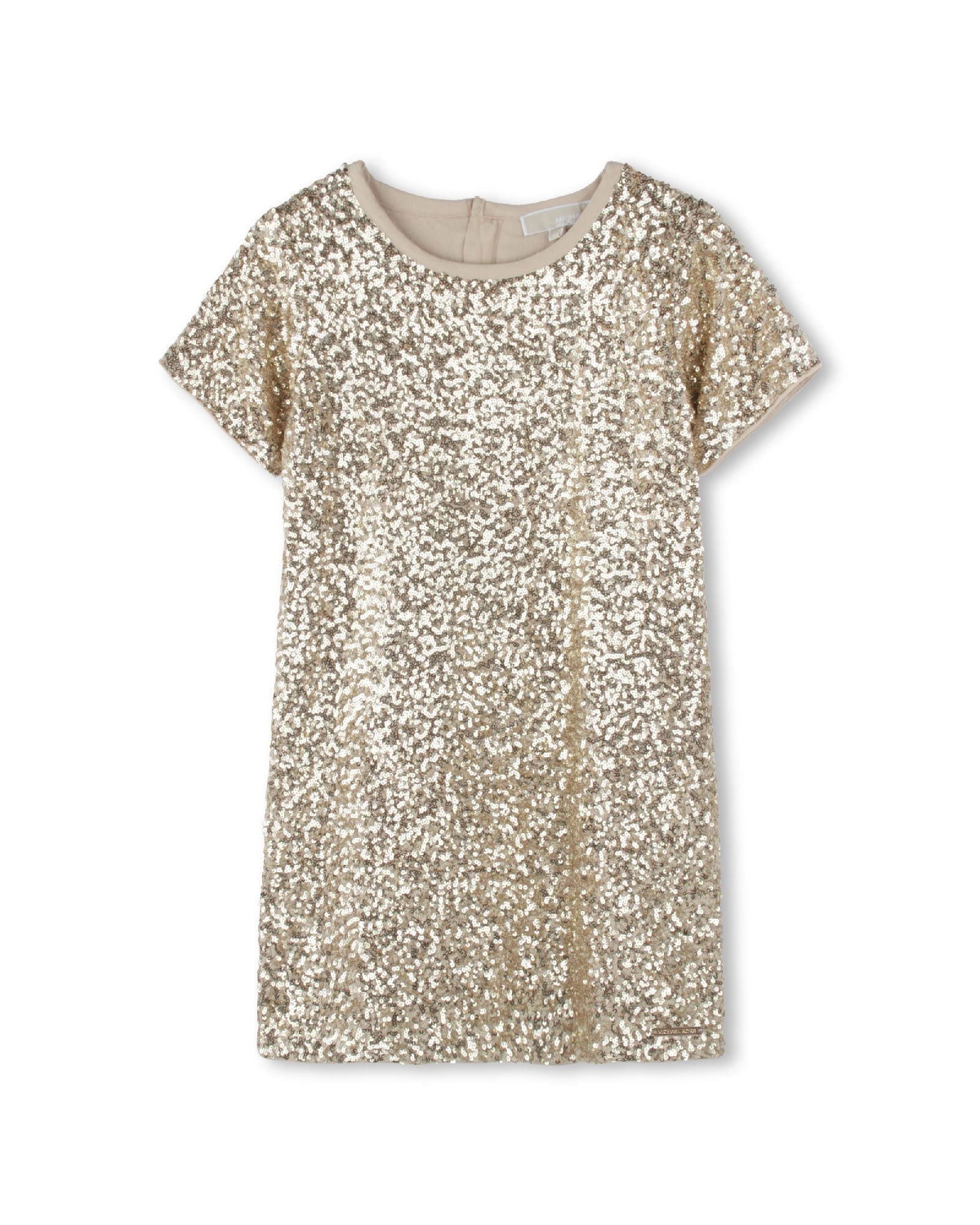 Robe à manches courtes avec sequins - Doré Clair