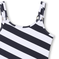 1-piece swimming costume with logo - Navy White