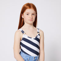 1-piece swimming costume with logo - Navy White