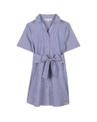 Robe manches courtes avec logo en coton - Bleu Blanc