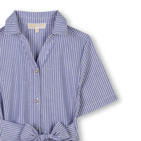 Robe manches courtes avec logo en coton - Bleu Blanc