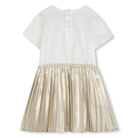 Robe à manches courtes bi-matières - Écru Doré