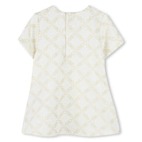 Robe à manches courtes imprimée en jersey - Écru Doré