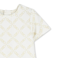 Robe à manches courtes imprimée en jersey - Écru Doré