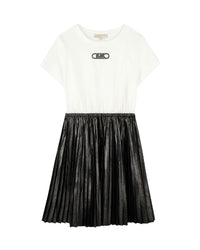 Dress with cotton logo - Ecru Black
