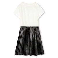 Dress with cotton logo - Ecru Black