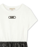Dress with cotton logo - Ecru Black