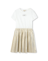 Robe avec logo en coton - Écru Doré