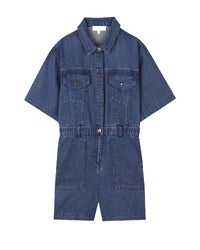 Combinaison à manches courtes en denim - Denim Blue