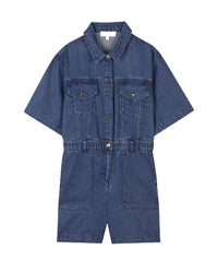 Combinaison à manches courtes en denim - Denim Blue