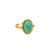 Small Oval Fine Gold Amazonite Ring - Green