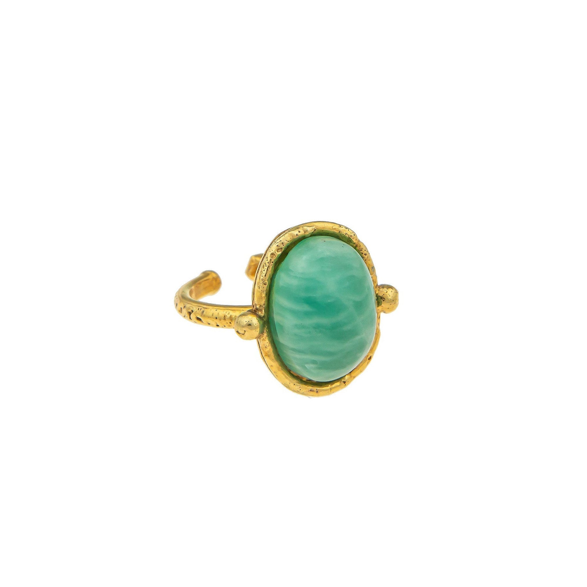 Small Oval Fine Gold Amazonite Ring - Green
