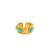 Gold and Turquoise Stone Massai Ring - Green