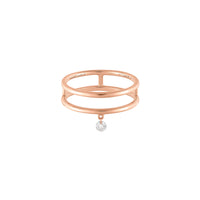 Bague Zeus double anneaux sertie d'un diamant - Or Rose