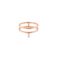 Bague Zeus double anneaux sertie d'un diamant - Or Rose
