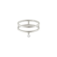 Bague Zeus double anneaux sertie d'un diamant - Or Blanc