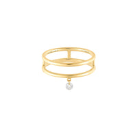 Bague Zeus double anneaux sertie d'un diamant - Or Jaune